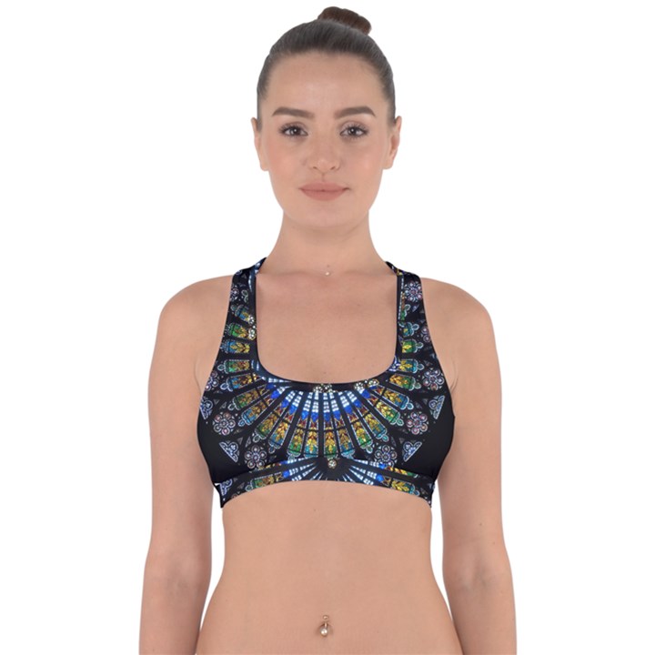 Mandala Floral Rose Window Strasbourg Cathedral France Cross Back Hipster Bikini Top 