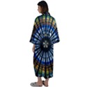 Mandala Floral Rose Window Strasbourg Cathedral France Maxi Satin Kimono View2