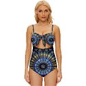 Mandala Floral Rose Window Strasbourg Cathedral France Knot Front One-Piece Swimsuit View1