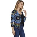 Mandala Floral Rose Window Strasbourg Cathedral France Women s Casual 3/4 Sleeve Spring Jacket View3