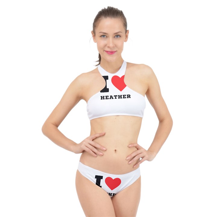 I love heather High Neck Bikini Set