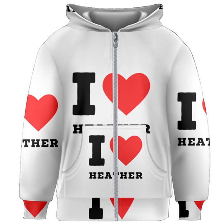 I love heather Kids  Zipper Hoodie Without Drawstring