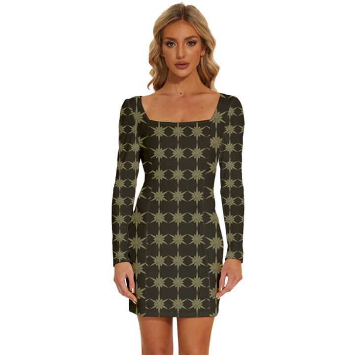 Pattern 144 Long Sleeve Square Neck Bodycon Velvet Dress