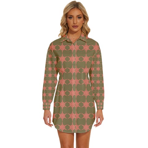 Pattern 146 Womens Long Sleeve Shirt Dress by GardenOfOphir