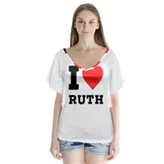 I Love Ruth V-neck Flutter Sleeve Top by ilovewhateva