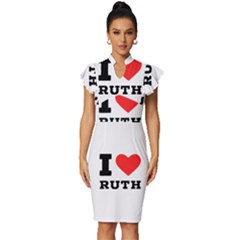 I Love Ruth Vintage Frill Sleeve V-neck Bodycon Dress by ilovewhateva