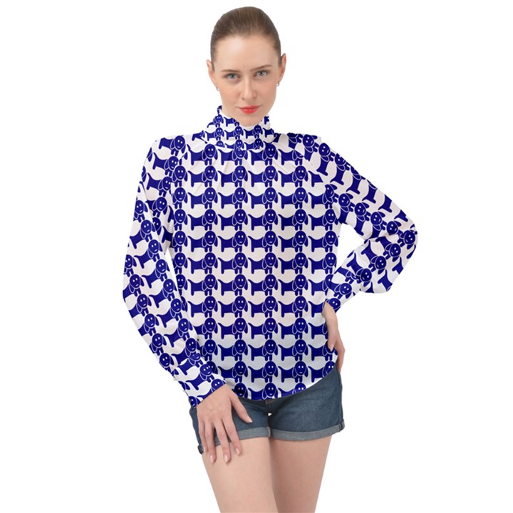 Pattern 158 High Neck Long Sleeve Chiffon Top