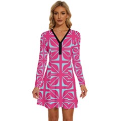 Pattern 164 Long Sleeve Deep V Mini Dress  by GardenOfOphir