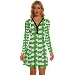 Pattern 163 Long Sleeve Deep V Mini Dress  by GardenOfOphir