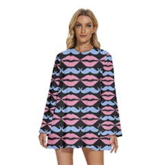 Pattern 172 Round Neck Long Sleeve Bohemian Style Chiffon Mini Dress