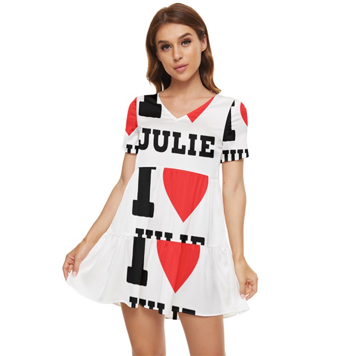 I love julie Tiered Short Sleeve Babydoll Dress