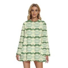 Pattern 173 Round Neck Long Sleeve Bohemian Style Chiffon Mini Dress