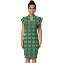 Pattern 179 Vintage Frill Sleeve V-neck Bodycon Dress by GardenOfOphir