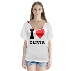 I Love Olivia V-neck Flutter Sleeve Top by ilovewhateva