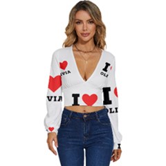 I Love Olivia Long Sleeve Deep-v Velour Top by ilovewhateva