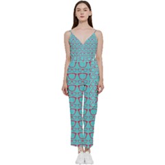 Pattern 195 V-neck Spaghetti Strap Tie Front Jumpsuit by GardenOfOphir