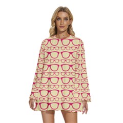 Pattern 196 Round Neck Long Sleeve Bohemian Style Chiffon Mini Dress