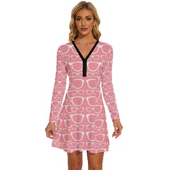 Pattern 205 Long Sleeve Deep V Mini Dress  by GardenOfOphir