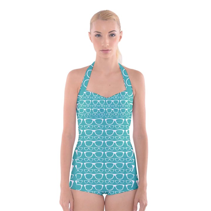 Pattern 206 Boyleg Halter Swimsuit 