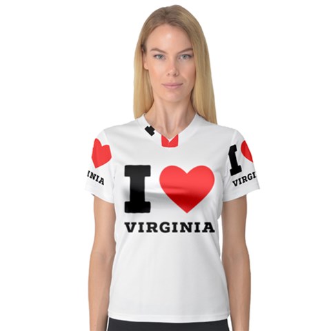 I Love Virginia V-neck Sport Mesh Tee by ilovewhateva