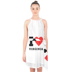 I Love Virginia Halter Collar Waist Tie Chiffon Dress by ilovewhateva