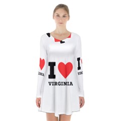 I Love Virginia Long Sleeve Velvet V-neck Dress by ilovewhateva