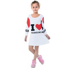 I Love Virginia Kids  Long Sleeve Velvet Dress by ilovewhateva