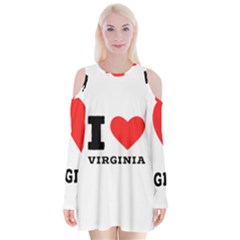 I Love Virginia Velvet Long Sleeve Shoulder Cutout Dress by ilovewhateva