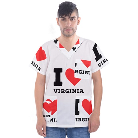 I Love Virginia Men s V-neck Scrub Top by ilovewhateva