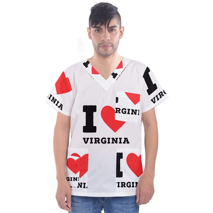 I love virginia Men s V-Neck Scrub Top