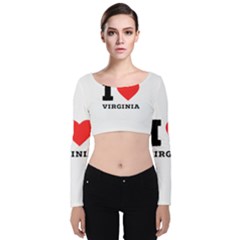 I Love Virginia Velvet Long Sleeve Crop Top by ilovewhateva