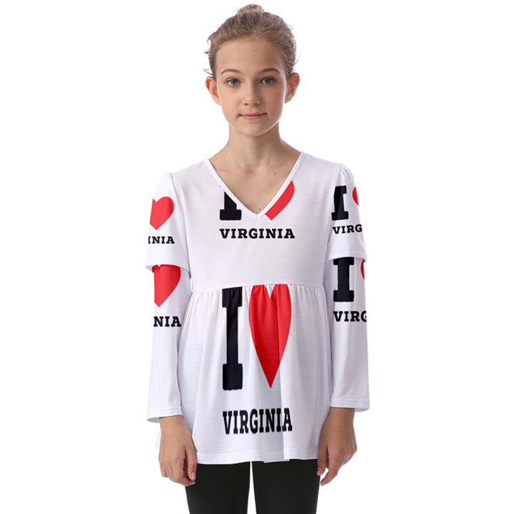 I love virginia Kids  V Neck Casual Top