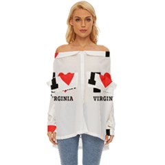 I Love Virginia Off Shoulder Chiffon Pocket Shirt by ilovewhateva