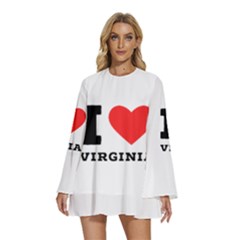 I Love Virginia Round Neck Long Sleeve Bohemian Style Chiffon Mini Dress by ilovewhateva