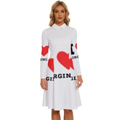 I Love Virginia Long Sleeve Shirt Collar A-line Dress by ilovewhateva