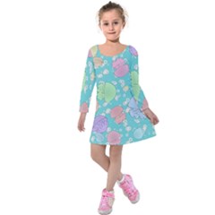 Jellyfish Animal Translucent Kids  Long Sleeve Velvet Dress