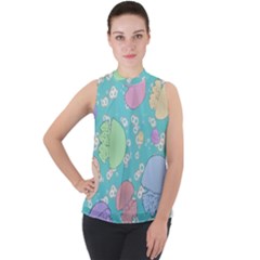 Jellyfish Animal Translucent Mock Neck Chiffon Sleeveless Top by Semog4