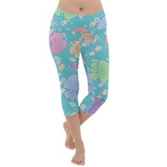 Jellyfish Animal Translucent Lightweight Velour Capri Yoga Leggings by Semog4