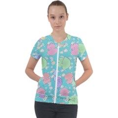 Jellyfish Animal Translucent Short Sleeve Zip Up Jacket