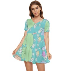 Jellyfish Animal Translucent Tiered Short Sleeve Babydoll Dress