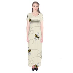 Insects Bees Digital Paper Short Sleeve Maxi Dress