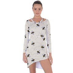 Insects Bees Digital Paper Asymmetric Cut-out Shift Dress