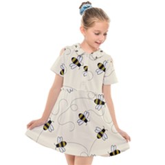 Insects Bees Digital Paper Kids  Short Sleeve Shirt Dress by Semog4