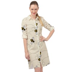 Insects Bees Digital Paper Long Sleeve Mini Shirt Dress