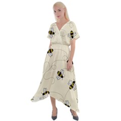 Insects Bees Digital Paper Cross Front Sharkbite Hem Maxi Dress