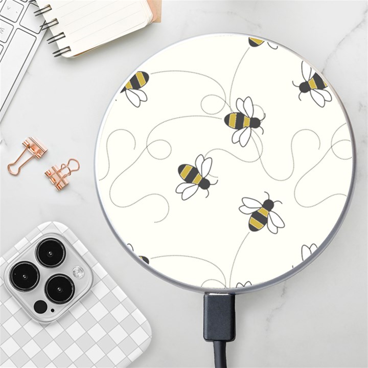 Insects Bees Digital Paper Wireless Fast Charger(White)