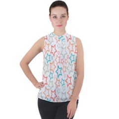 Background Pattern Texture Design Mock Neck Chiffon Sleeveless Top by Semog4