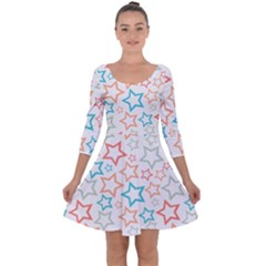 Background Pattern Texture Design Quarter Sleeve Skater Dress