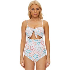 Background Pattern Texture Design Knot Front One-piece Swimsuit