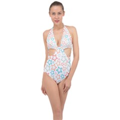 Background Pattern Texture Design Halter Front Plunge Swimsuit